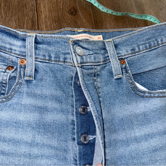 LEVI'S HIGH WAISTED RIBCAGE STRAIGHT ANKLE BLUE JEANS Sz 30 - Picture 8 of 11